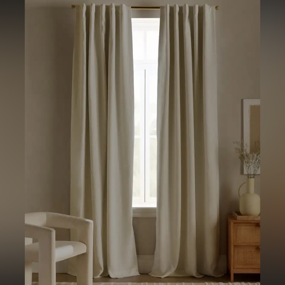 Quince 96x96 European Linen True Blackout Curtain Ivory